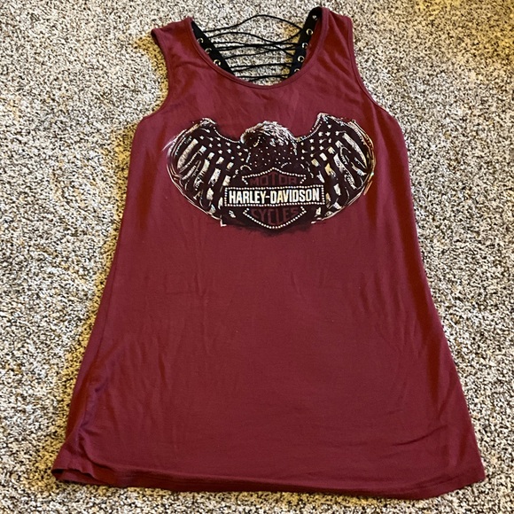 Harley-Davidson Women's Maroon Graphic Tank Top - Picture 1 of 3